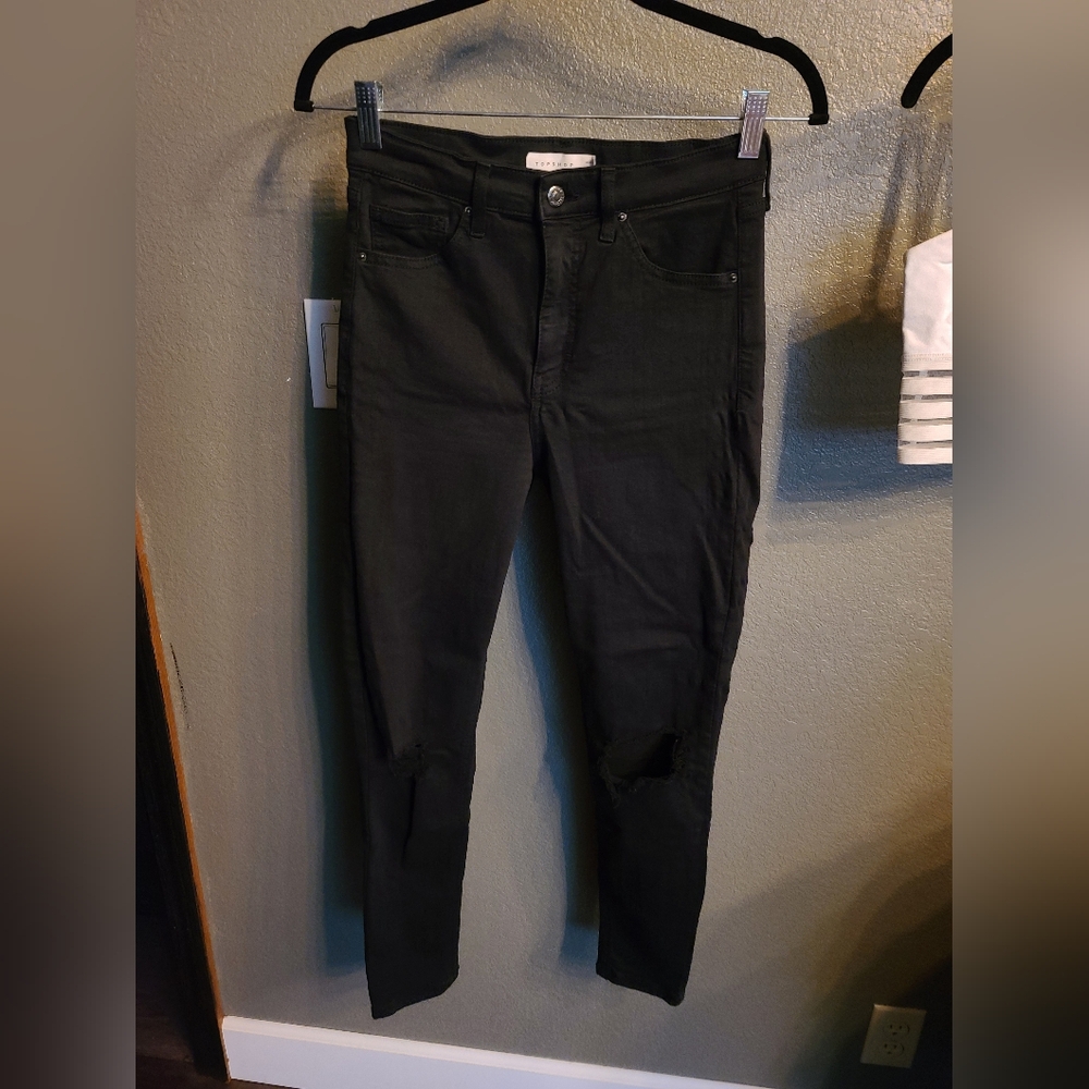 Topshop Jamie Jeans Distressed Black Size 29W / 30L